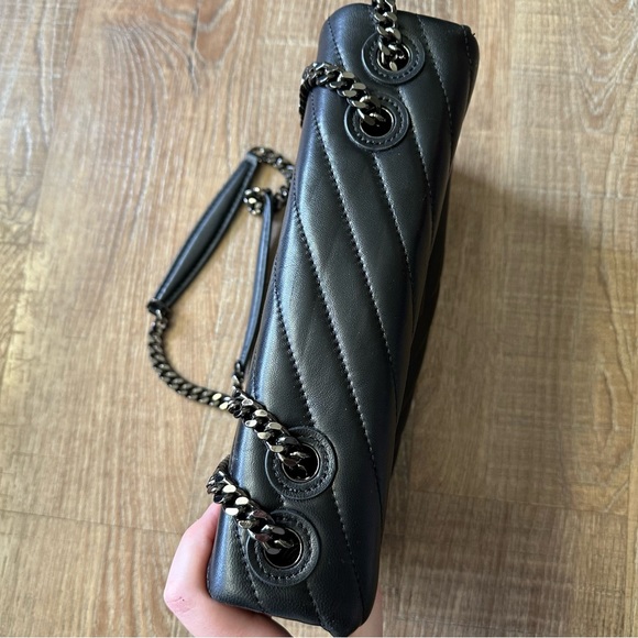 Tory Burch Black Kira Chevron Convertible Shoulder Bag - Picture 3 of 9